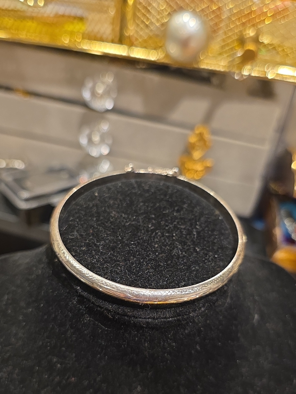 Polished Sterling Silver Rounded Bangle - Silver